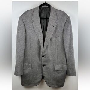 Oxxford 44R Gibbons Wool Cashmere 2 Button Herringbone Blazer Jacket Notch Lapel